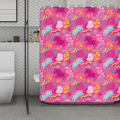 Pink Girly Unicorn Print Polyester Shower Curtain