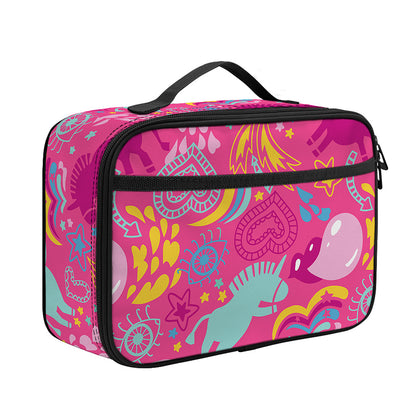 Pink Girly Unicorn Print Portable Lunch Bag