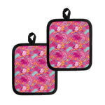 Pink Girly Unicorn Print Pot Holders
