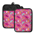 Pink Girly Unicorn Print Pot Holders With Pocket