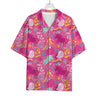 Pink Girly Unicorn Print Rayon Hawaiian Shirt