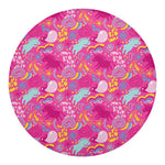 Pink Girly Unicorn Print Round Blanket