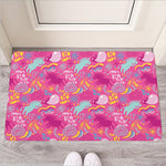 Pink Girly Unicorn Print Rubber Doormat