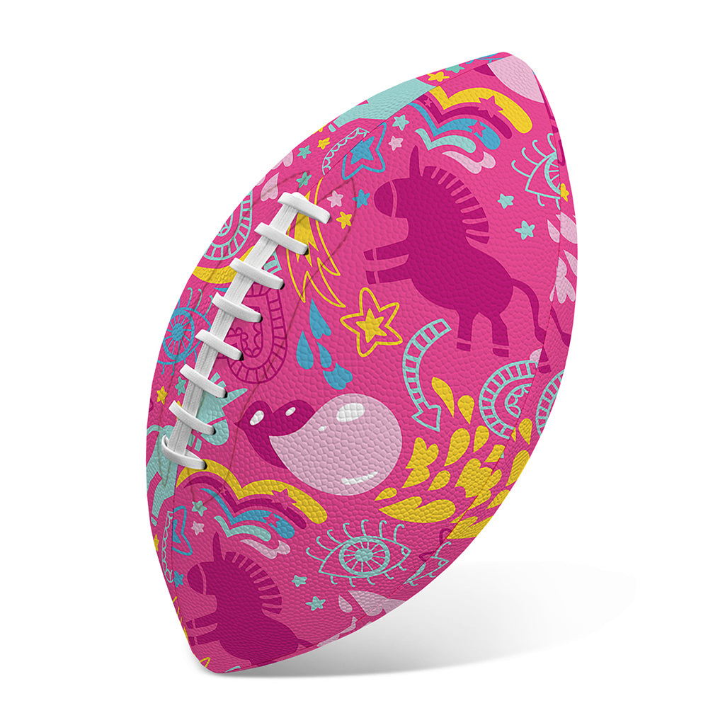 Pink Girly Unicorn Print Rugby Ball