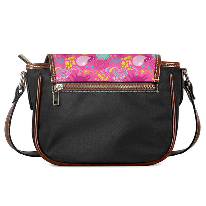 Pink Girly Unicorn Print Saddle Bag