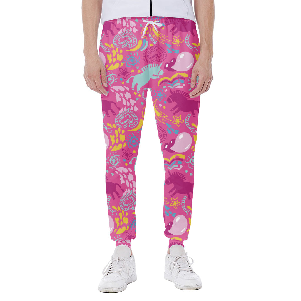 Pink Girly Unicorn Print Scuba Joggers
