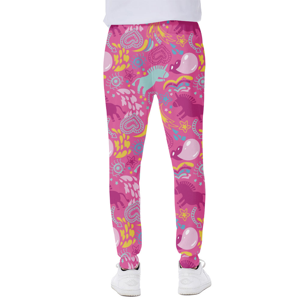 Pink Girly Unicorn Print Scuba Joggers