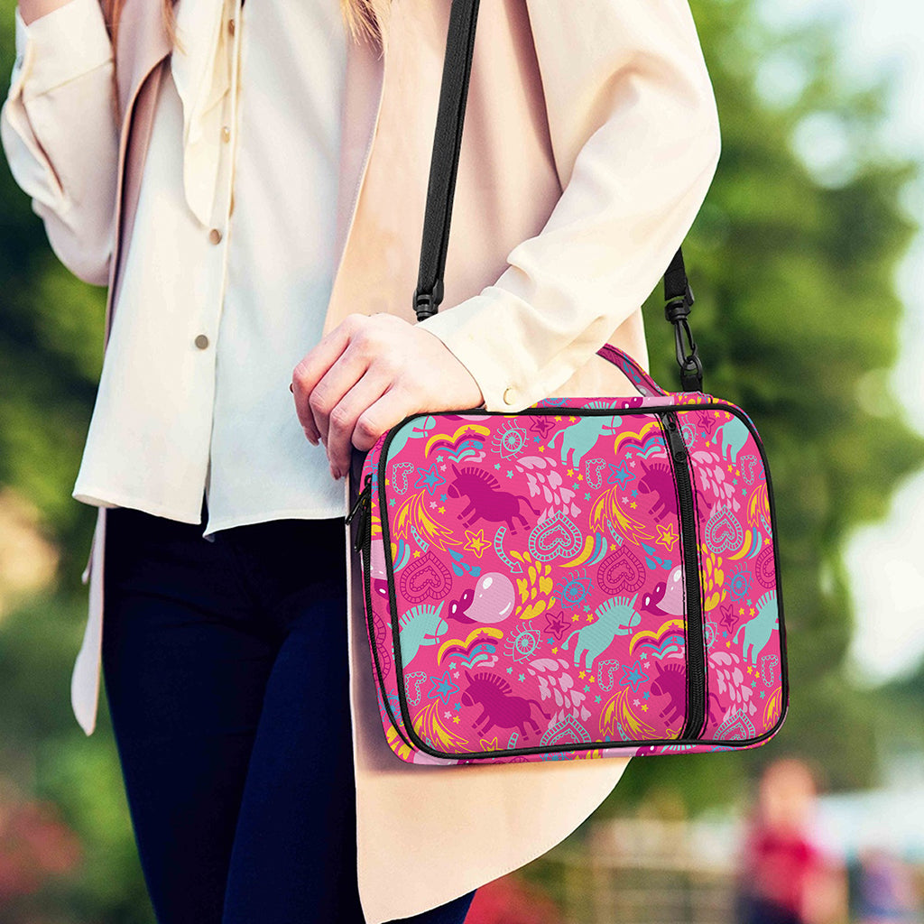 Pink Girly Unicorn Print Shoulder Strap Bible Bag