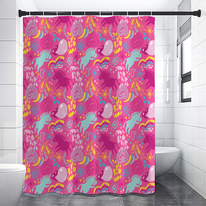 Pink Girly Unicorn Print Shower Curtain