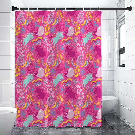Pink Girly Unicorn Print Shower Curtain