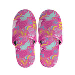 Pink Girly Unicorn Print Slippers