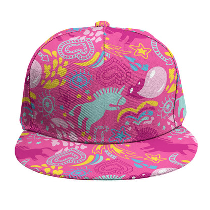 Pink Girly Unicorn Print Snapback Cap