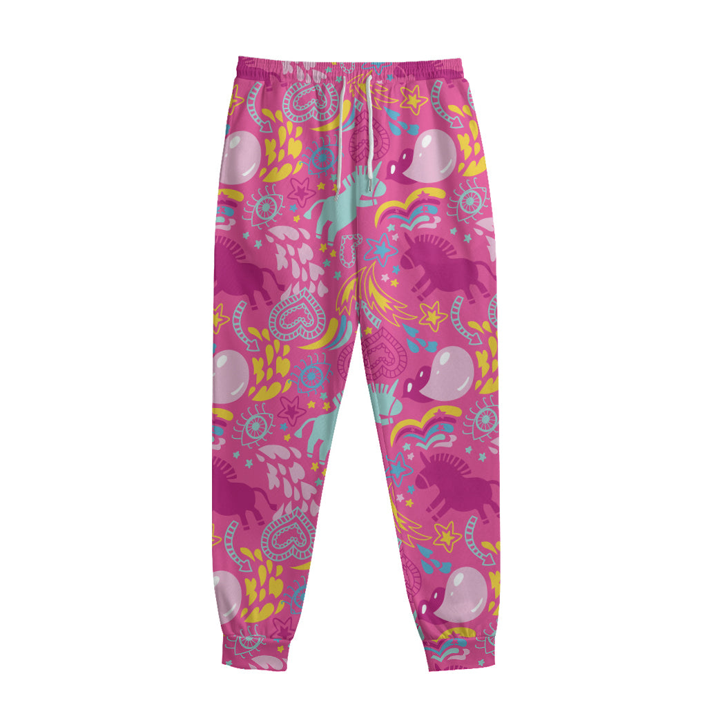 Pink Girly Unicorn Print Sweatpants