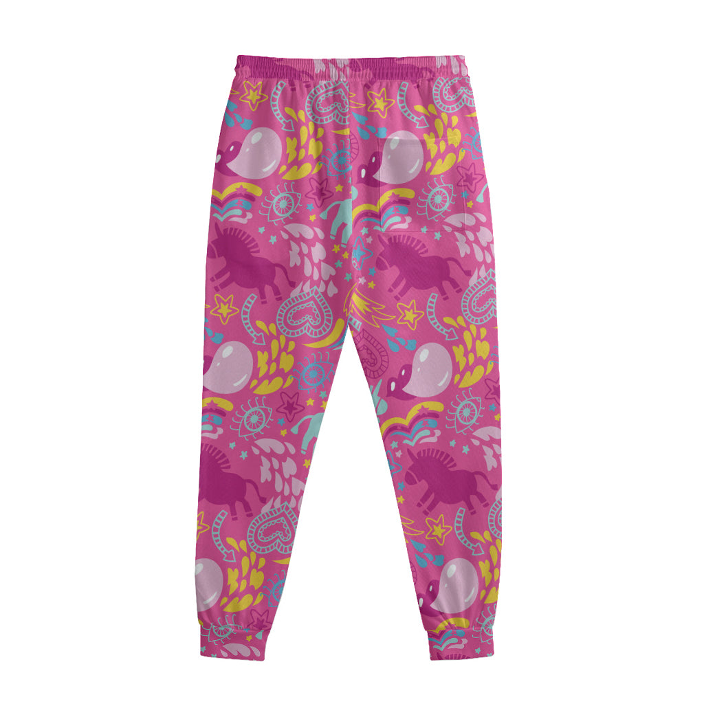 Pink Girly Unicorn Print Sweatpants