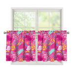 Pink Girly Unicorn Print Tier Curtains