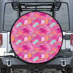 Pink Girly Unicorn Print Tire Cover