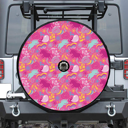 Pink Girly Unicorn Print Tire Cover With Camera Hole