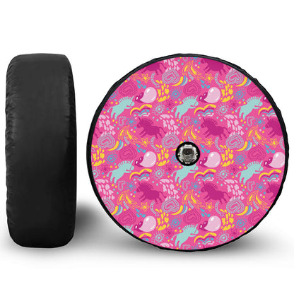 Pink Girly Unicorn Print Tire Cover With Camera Hole