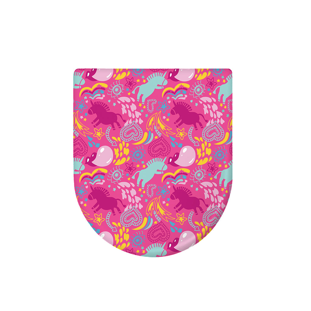 Pink Girly Unicorn Print Toilet Lid Cover