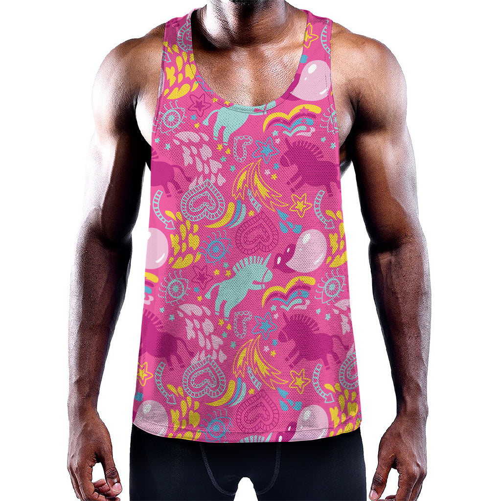Pink Girly Unicorn Print Training Tank Top