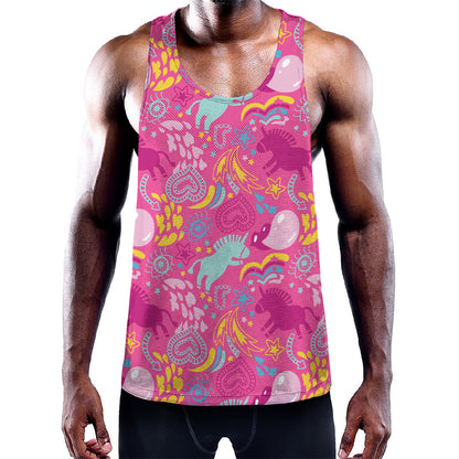 Pink Girly Unicorn Print Training Tank Top