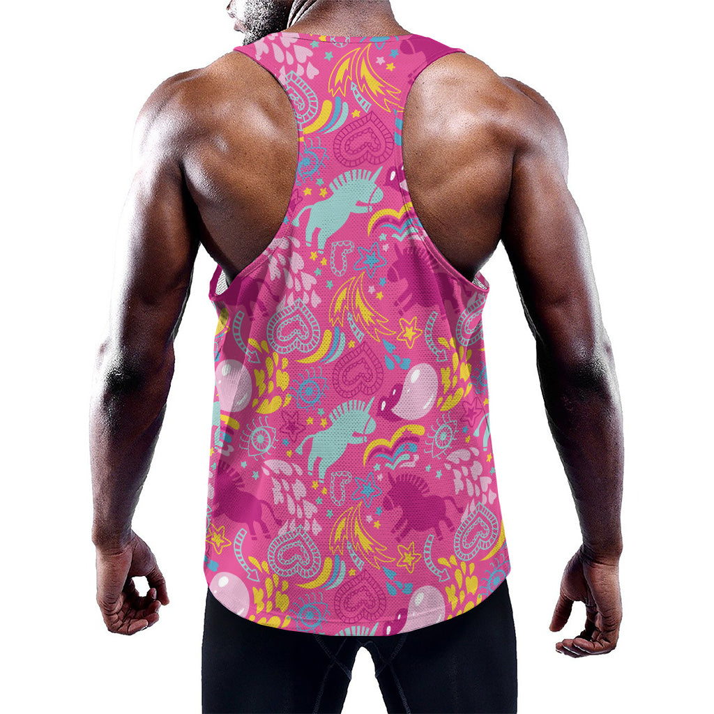 Pink Girly Unicorn Print Training Tank Top