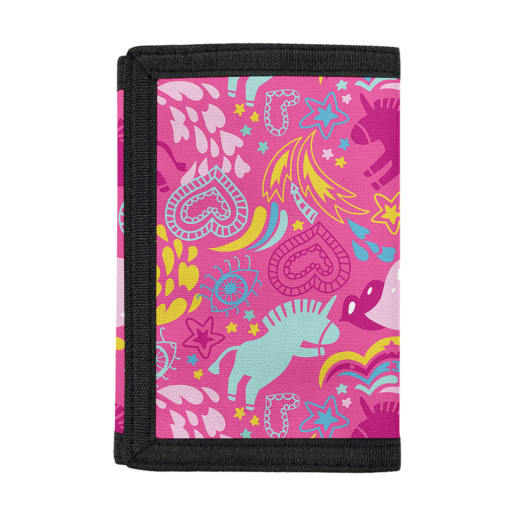 Pink Girly Unicorn Print Trifold Wallet