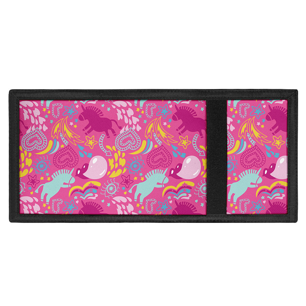 Pink Girly Unicorn Print Trifold Wallet