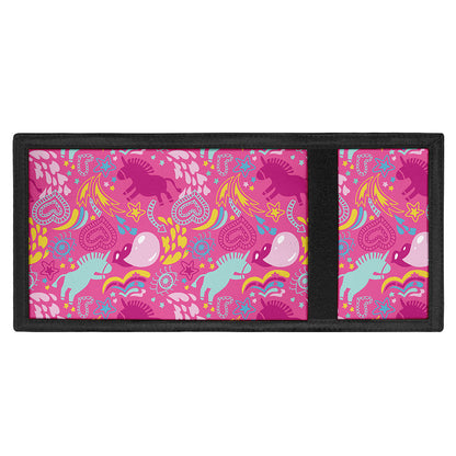 Pink Girly Unicorn Print Trifold Wallet