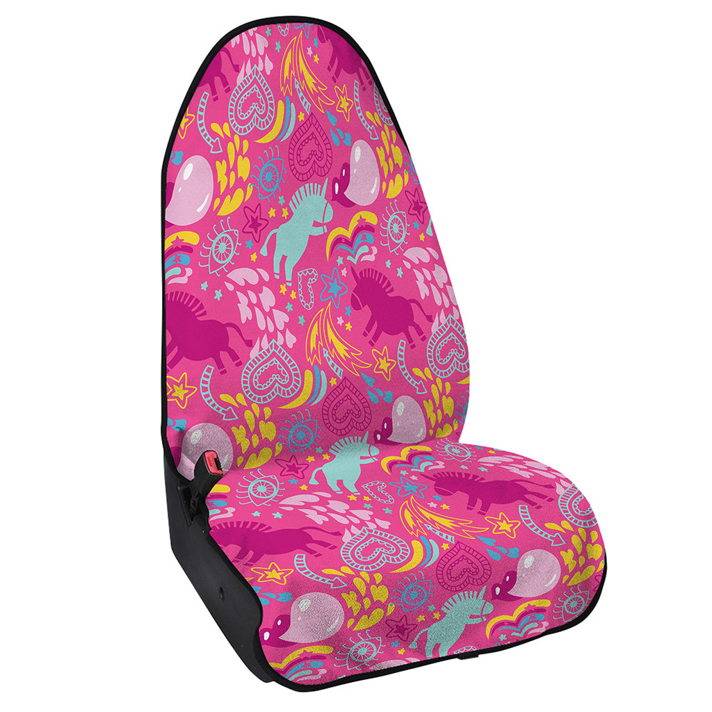 Pink Girly Unicorn Print Waterproof Car Seat Cover