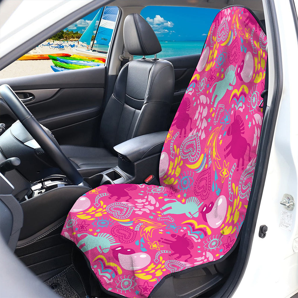 Pink Girly Unicorn Print Waterproof Car Seat Cover