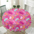 Pink Girly Unicorn Print Waterproof Round Tablecloth