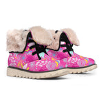 Pink Girly Unicorn Print Winter Boots
