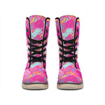 Pink Girly Unicorn Print Winter Boots