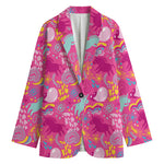 Pink Girly Unicorn Print Women's Blazer