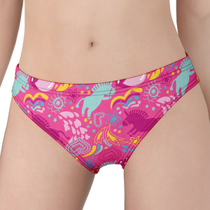 Pink Girly Unicorn Print Women's Panties