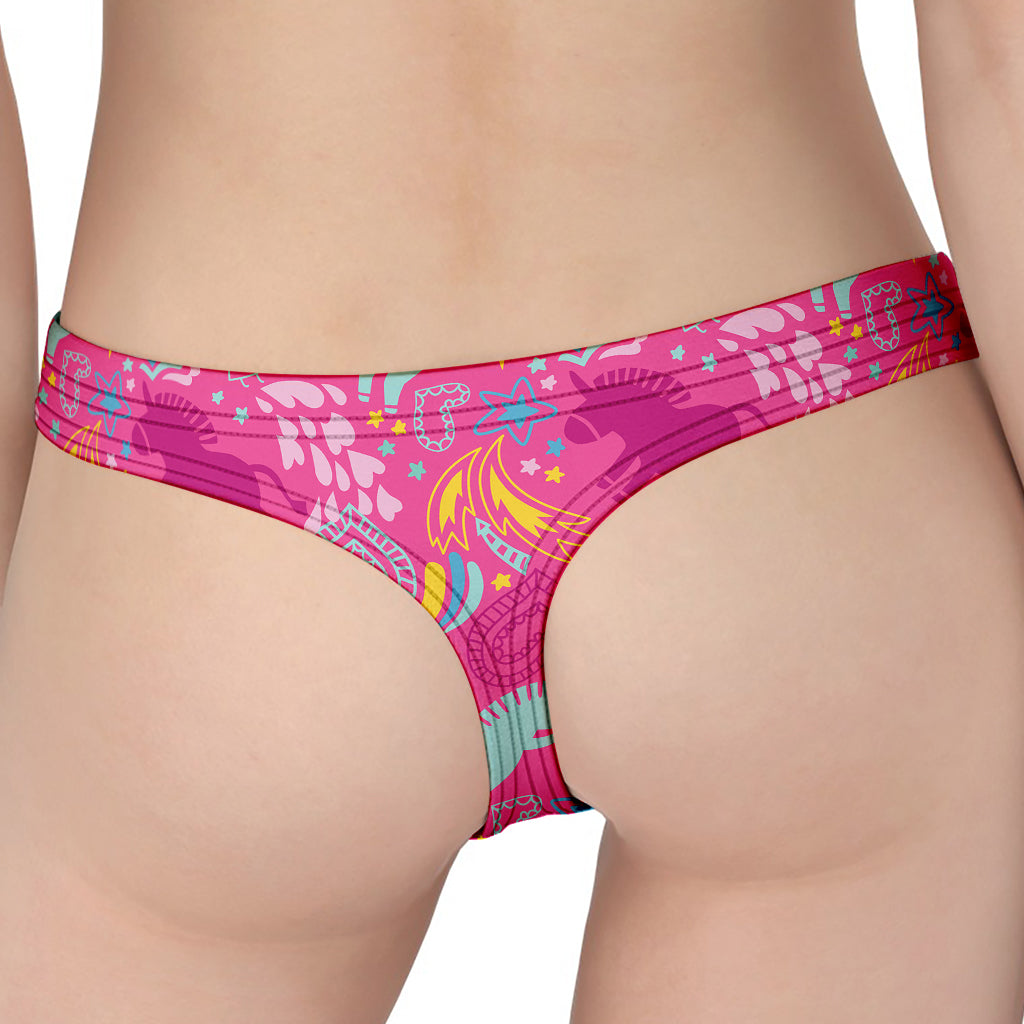 Pink Girly Unicorn Print Women's Thong