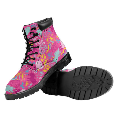 Pink Girly Unicorn Print Work Boots