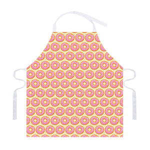 Pink Glazed Donut Pattern Print Adjustable Apron