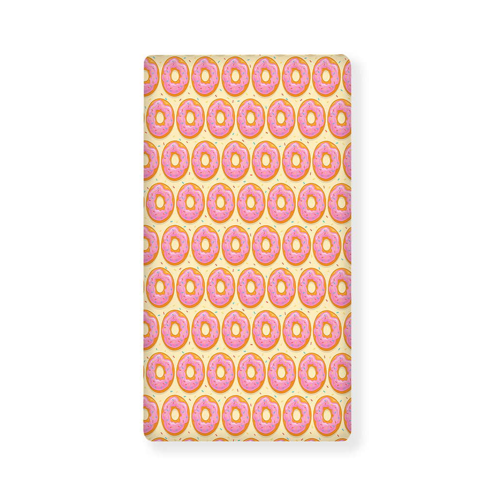 Pink Glazed Donut Pattern Print Baby Crib Sheet