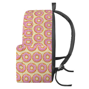 Pink Glazed Donut Pattern Print Backpack