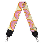 Pink Glazed Donut Pattern Print Bag Strap