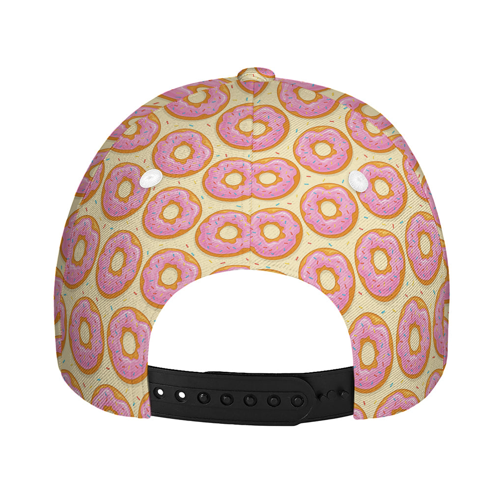 Pink Glazed Donut Pattern Print Baseball Cap