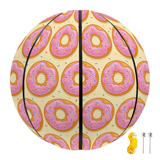 Pink Glazed Donut Pattern Print Basketball