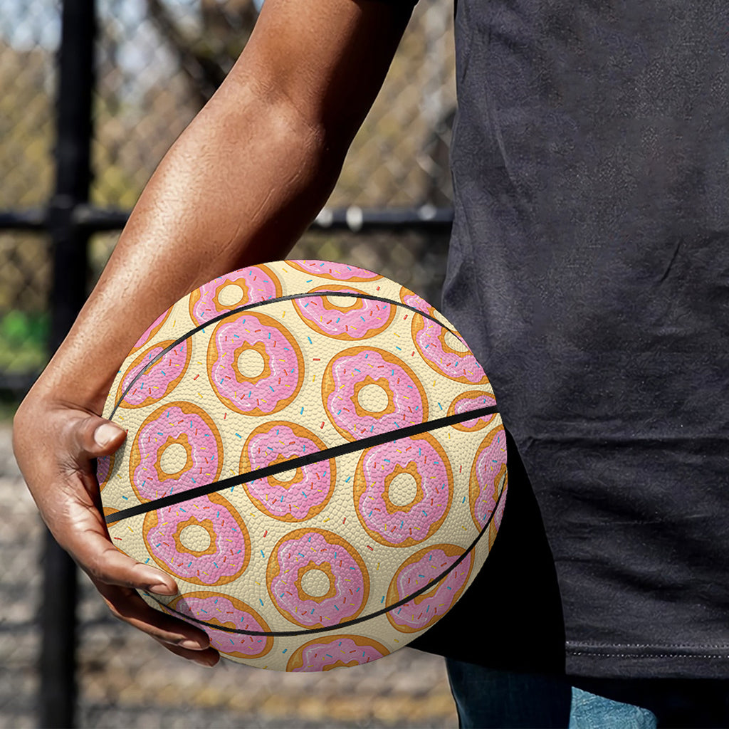 Pink Glazed Donut Pattern Print Basketball