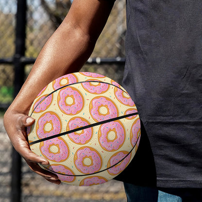Pink Glazed Donut Pattern Print Basketball