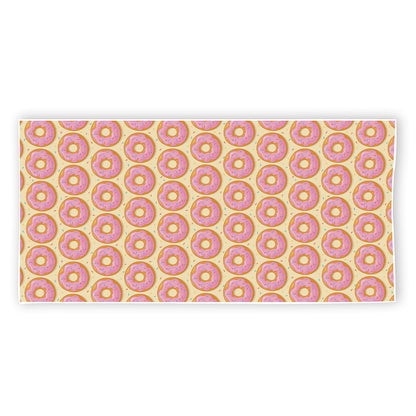 Pink Glazed Donut Pattern Print Beach Towel