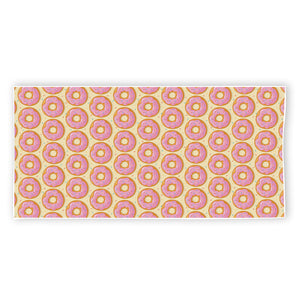 Pink Glazed Donut Pattern Print Beach Towel