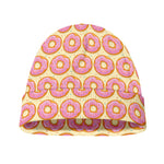 Pink Glazed Donut Pattern Print Beanie