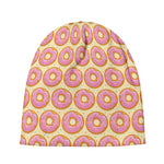 Pink Glazed Donut Pattern Print Beanie